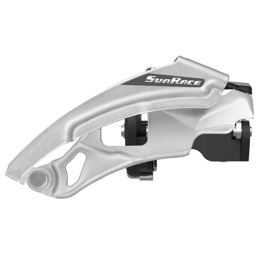 Front Derailleurs and Parts SunRace SunRace M300 Front Derailleur - 7/8-Speed Triple Dual Pull 34.9/31.8/28.6mm Clamp Band Silver Gray
