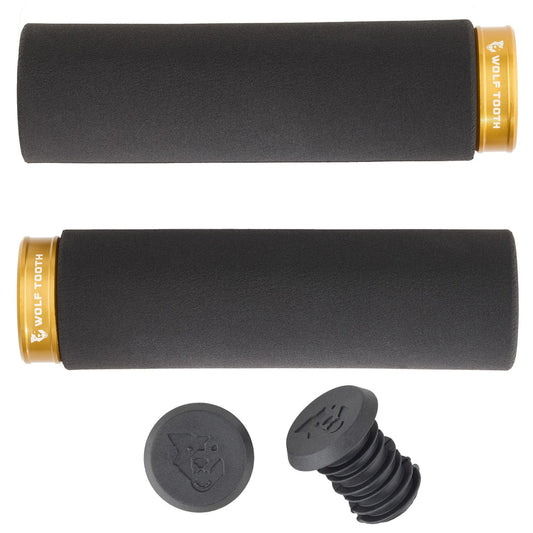 Grips Wolf Tooth Wolf Tooth Fat Paw Lock-on Grips - Black/Gold Dark Slate Gray