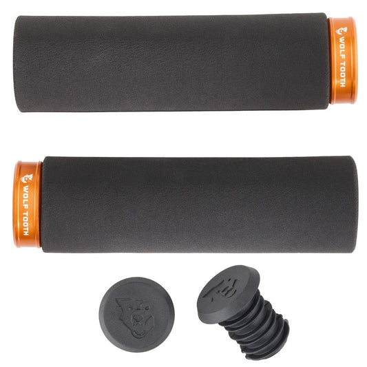 Grips Wolf Tooth Wolf Tooth Fat Paw Lock-on Grips - Black/Orange Dark Slate Gray