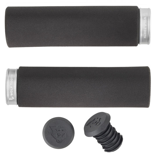 Grips Wolf Tooth Wolf Tooth Fat Paw Lock-on Grips - Black/Raw Silver Dark Slate Gray