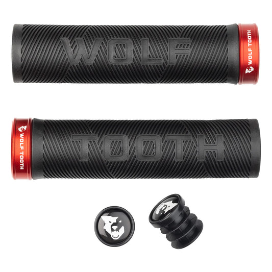 Lock-On Grips Wolf Tooth Wolf Tooth Components Echo Lock-On Grip Set Black/Red Dark Slate Gray