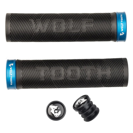 Lock-On Grips Wolf Tooth Wolf Tooth Components Echo Lock-On Grip Set Black/Blue Dark Slate Gray