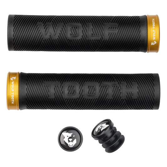 Lock-On Grips Wolf Tooth Wolf Tooth Components Echo Lock-On Grip Set Black/Gold Dark Slate Gray