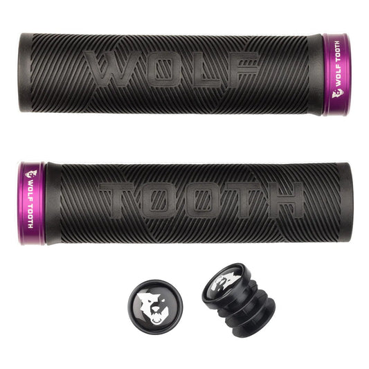 Lock-On Grips Wolf Tooth Wolf Tooth Components Echo Lock-On Grip Set Black/Purple Dark Slate Gray