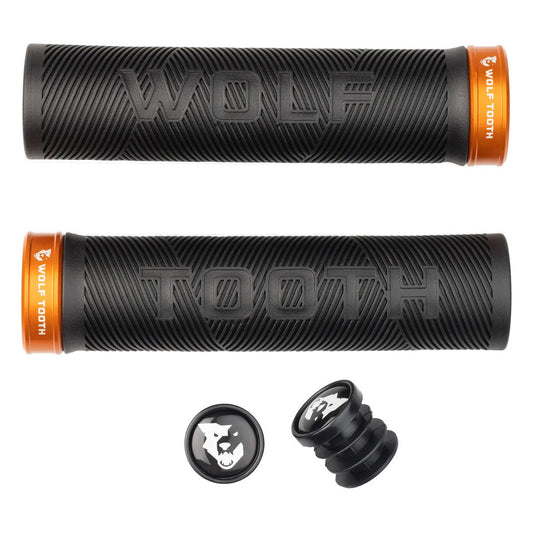 Lock-On Grips Wolf Tooth Wolf Tooth Components Echo Lock-On Grip Set Black/Orange Dark Slate Gray
