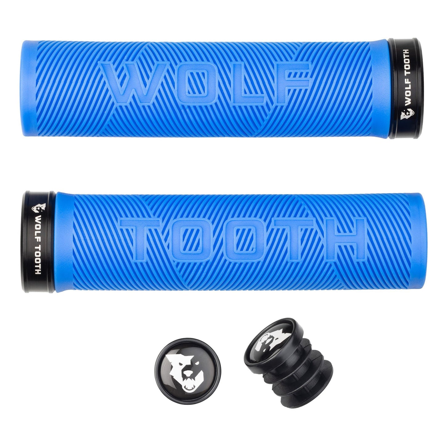 Lock-On Grips Wolf Tooth Wolf Tooth Components Echo Lock-On Grip Set Blue/Black Dodger Blue