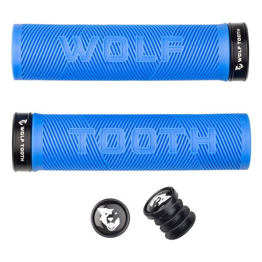 Lock-On Grips Wolf Tooth Wolf Tooth Components Echo Lock-On Grip Set Blue/Black Dodger Blue