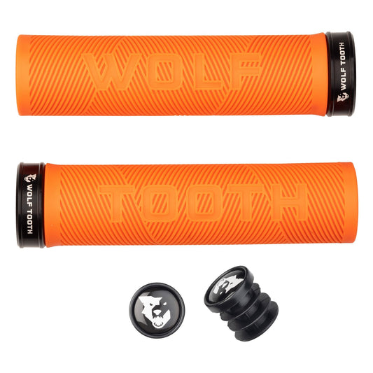 Lock-On Grips Wolf Tooth Wolf Tooth Components Echo Lock-On Grip Set Orange/Black Tomato