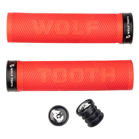 Lock-On Grips Wolf Tooth Wolf Tooth Components Echo Lock-On Grip Set Red/Black Tomato