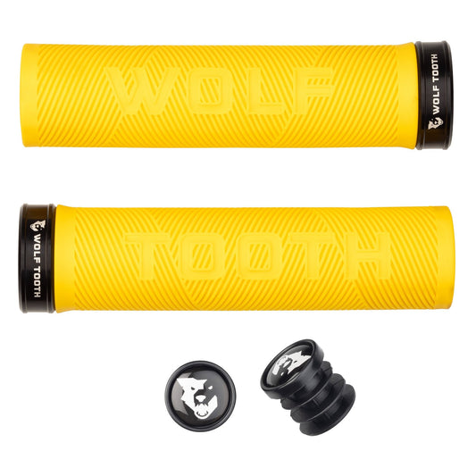 Lock-On Grips Wolf Tooth Wolf Tooth Components Echo Lock-On Grip Set Yellow/Black Gold