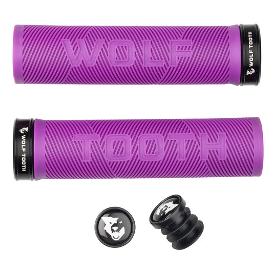 Lock-On Grips Wolf Tooth Wolf Tooth Components Echo Lock-On Grip Set Purple/Black Medium Orchid