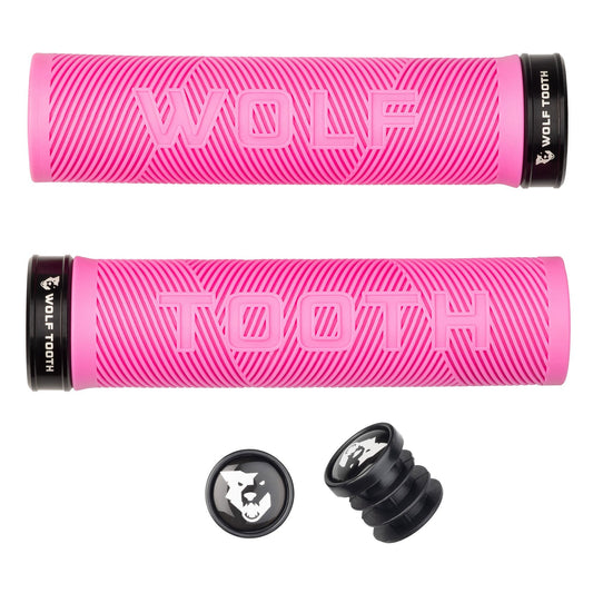 Lock-On Grips Wolf Tooth Wolf Tooth Components Echo Lock-On Grip Set Pink/Black Hot Pink