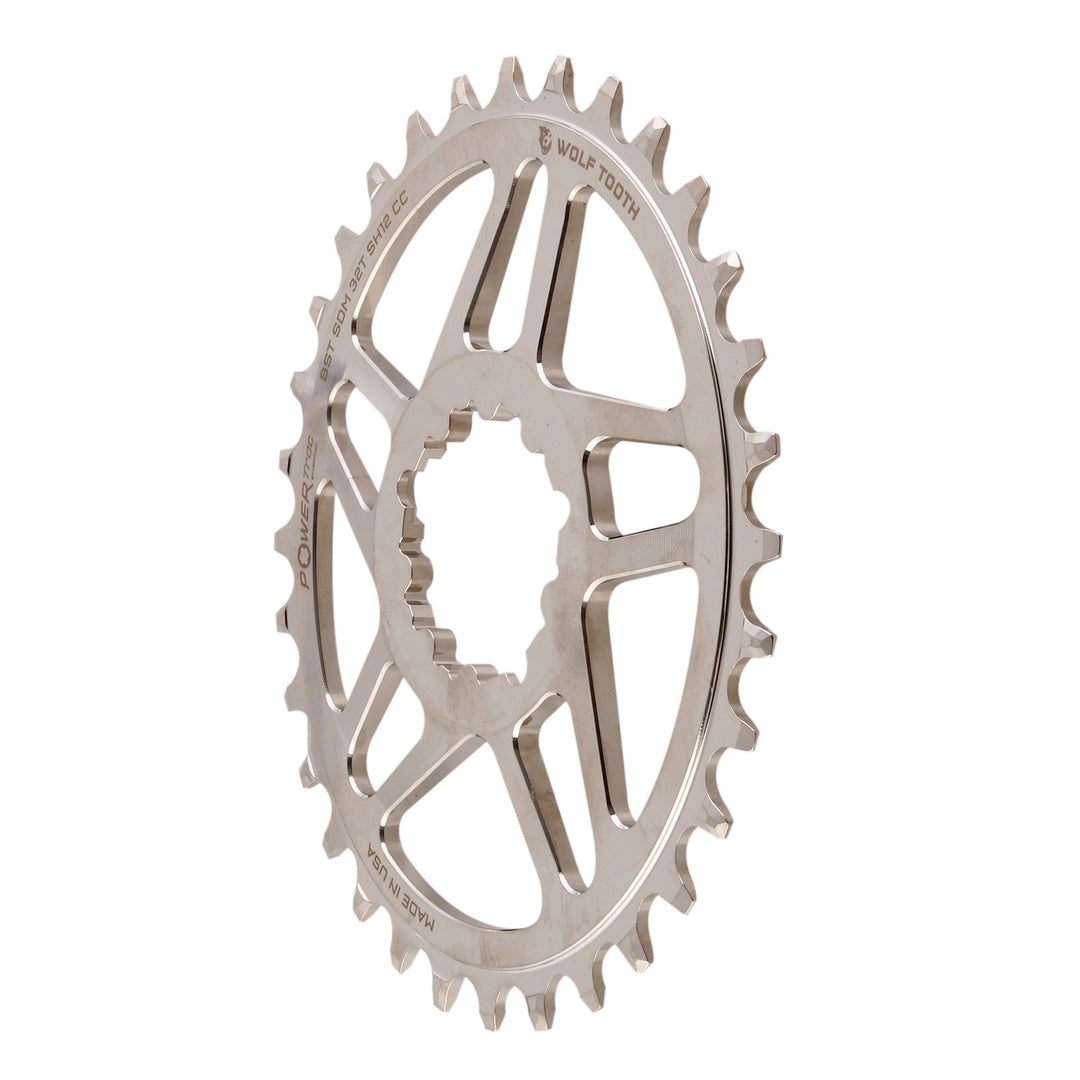 Chainrings Wolf Tooth Wolf Tooth Elliptical Direct Mount Chainring - 32t SRAM Direct Mount For SRAM 3-Bolt Boost Cranks Use Hyperglide+ Chain Nickel Plated Dark Gray