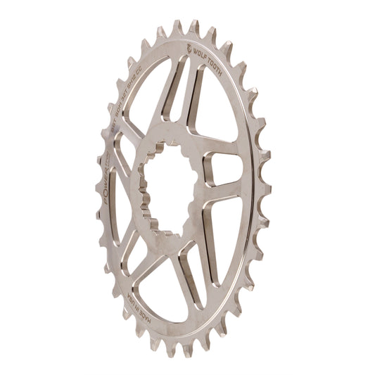 Chainrings Wolf Tooth Wolf Tooth Elliptical Direct Mount Chainring - 32t SRAM Direct Mount For SRAM 3-Bolt Boost Cranks Use Hyperglide+ Chain Nickel Plated Dark Gray