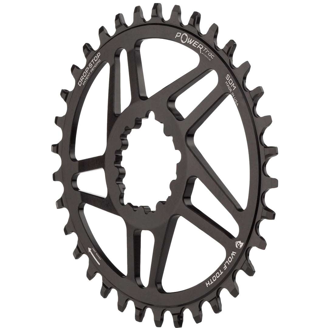 Chainrings Wolf Tooth Wolf Tooth Elliptical Direct Mount Chainring - 32t SRAM Direct Mount For SRAM 3-Bolt Boost Cranks Requires Hyperglide+ Chain BLK Dark Slate Gray