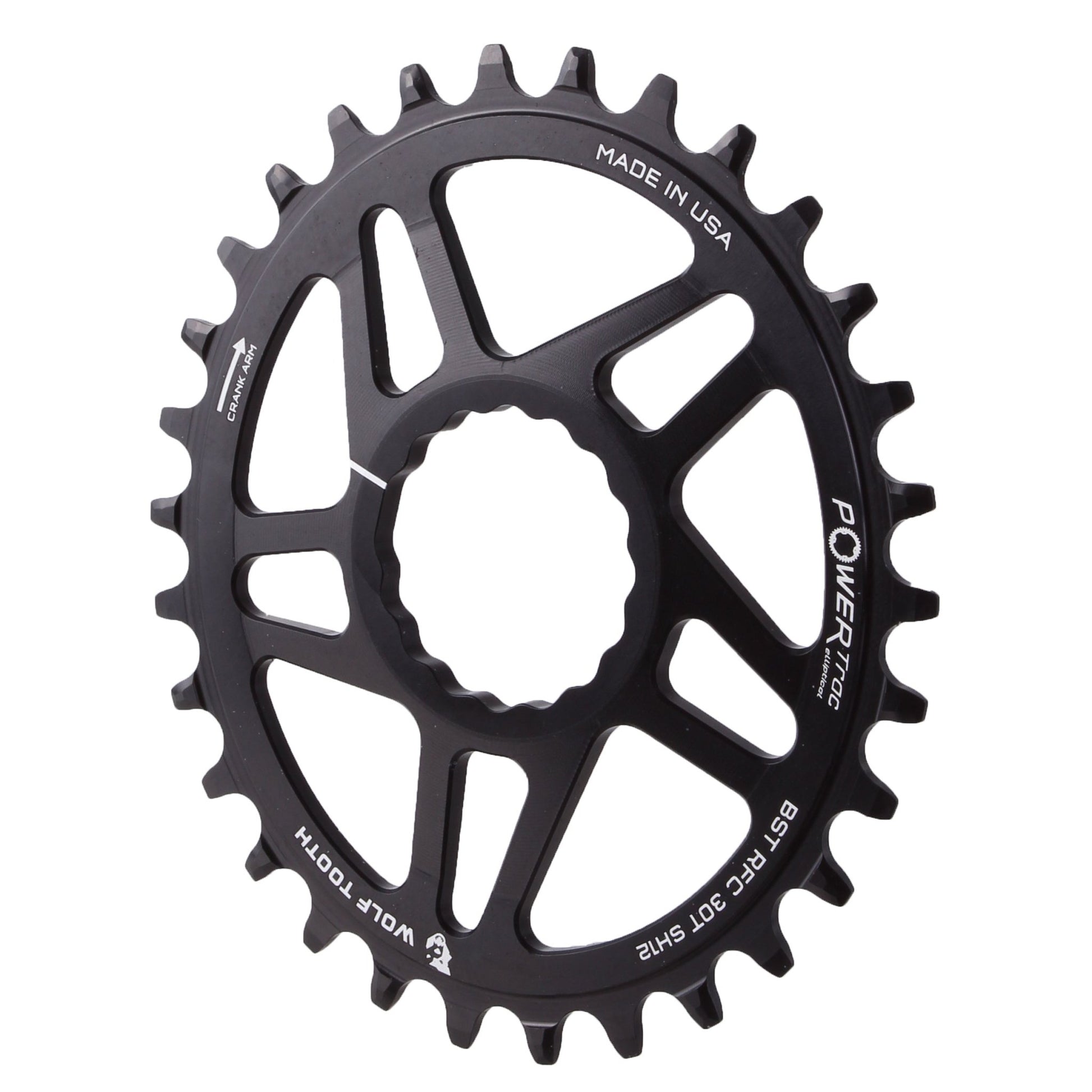 Chainrings Wolf Tooth Wolf Tooth Elliptical Direct Mount Chainring - 30t RaceFace CINCH Boost Drop-Stop ST Shimano 12 Speed HG+ BLK Dark Slate Gray