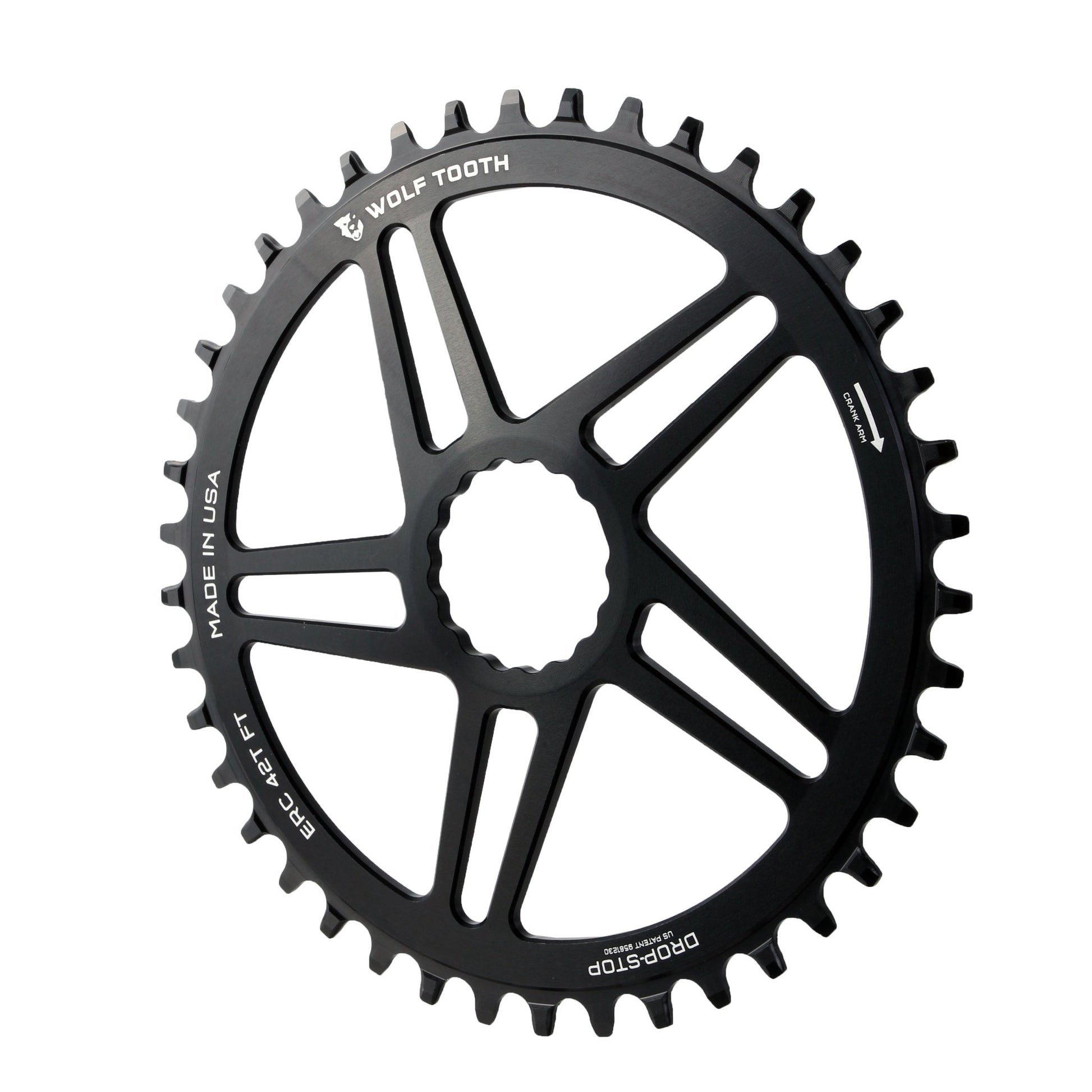 Chainrings Wolf Tooth Wolf Tooth Direct Mount Chainring - 42t RaceFace/Easton CINCH Direct Mount Drop-Stop 10/11/12-Speed Eagle Flattop Compatible BLK Dark Slate Gray