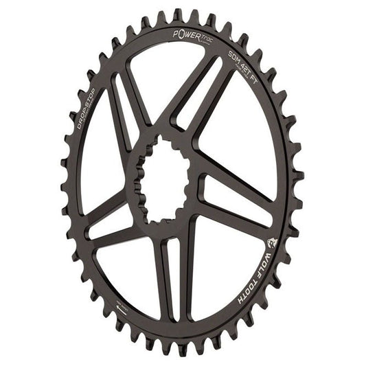 Chainrings Wolf Tooth Wolf Tooth Elliptical Direct Mount Chainring - 40t SRAM Direct Mount 6mm Offset Drop-Stop Flattop Compatible BLK Dark Slate Gray