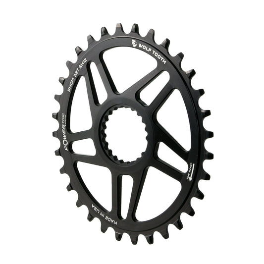 Chainrings Wolf Tooth Wolf Tooth Elliptical Direct Mount Chainring - 32t Shimano Direct Mount Boost 3mm Offset Requires 12-Speed Hyperglide+ Chain BLK Dark Slate Gray