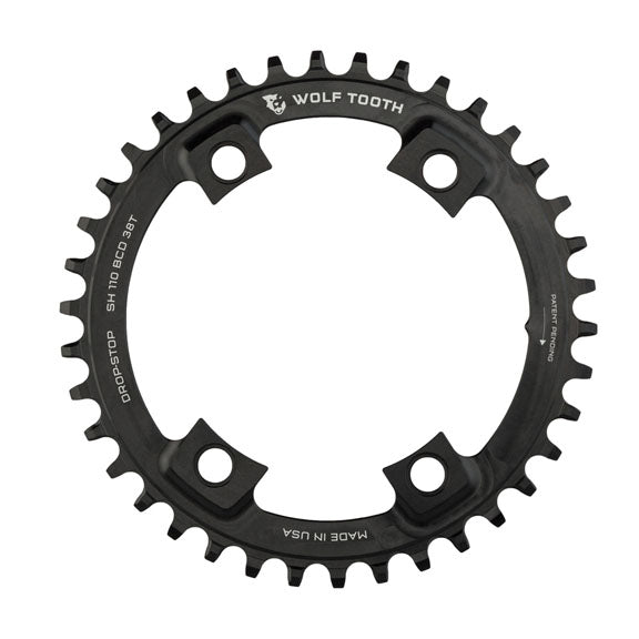 Chainrings Wolf Tooth Wolf Tooth Shimano 110 Asymmetric BCD Chainring - 42t 110 Asymmetric BCD 4-Bolt Drop-Stop For Shimano Cranks BLK Dark Slate Gray