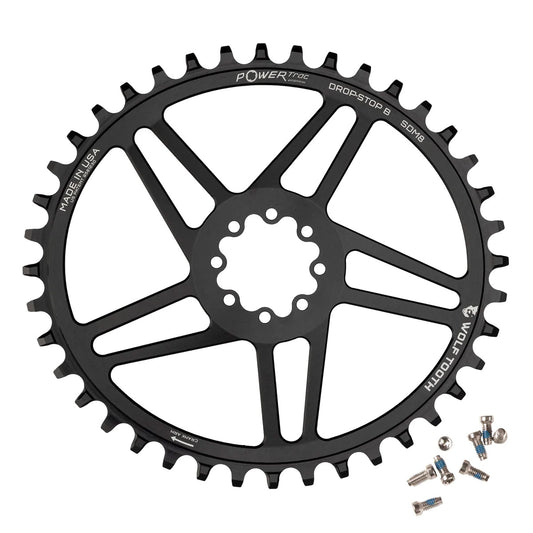 Chainrings Wolf Tooth Wolf Tooth Elliptical Direct Mount Chainring - 42t SRAM Direct Mount Drop-Stop B For SRAM 8-Bolt Cranksets 6mm Offset BLK Dark Slate Gray