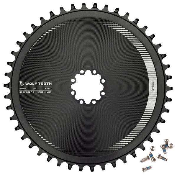 Chainrings Wolf Tooth Wolf Tooth Aero Direct Mount Chainring - 46t Direct Mount SRAM 8-Bolt Drop-Stop B BLK Dark Slate Gray