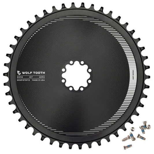 Chainrings Wolf Tooth Wolf Tooth Aero Direct Mount Chainring - 46t Direct Mount SRAM 8-Bolt Drop-Stop B BLK Dark Slate Gray