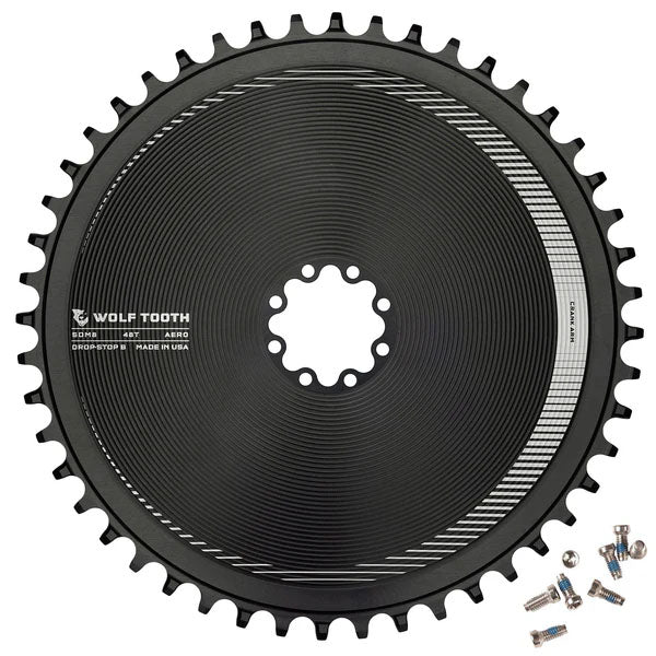 Chainrings Wolf Tooth Wolf Tooth Aero Direct Mount Chainring - 48t Direct Mount SRAM 8-Bolt Drop-Stop B BLK Dark Slate Gray