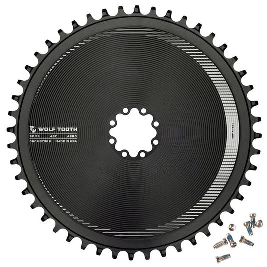 Chainrings Wolf Tooth Wolf Tooth Aero Direct Mount Chainring - 48t Direct Mount SRAM 8-Bolt Drop-Stop B BLK Dark Slate Gray