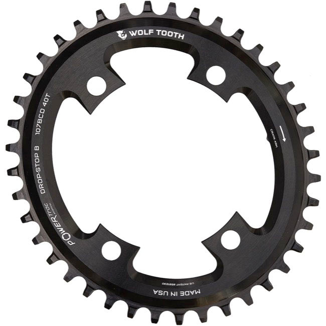Chainrings Wolf Tooth Wolf Tooth Elliptical 107 BCD Chainring - 40t Compatible SRAM 107 BCD Drop-Stop B 4-Bolt BLK Dark Slate Gray