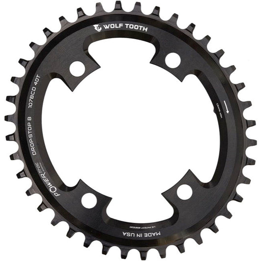 Chainrings Wolf Tooth Wolf Tooth Elliptical 107 BCD Chainring - 40t Compatible SRAM 107 BCD Drop-Stop B 4-Bolt BLK Dark Slate Gray