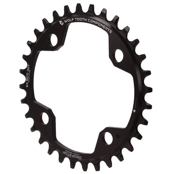 Chainrings Wolf Tooth Wolf Tooth 94 BCD Chainring - 32t 94 BCD 4-Bolt Drop-Stop For SRAM Cranks BLK Black
