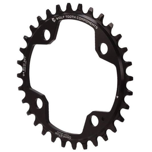 Chainrings Wolf Tooth Wolf Tooth 94 BCD Chainring - 32t 94 BCD 4-Bolt Drop-Stop For SRAM Cranks BLK Black