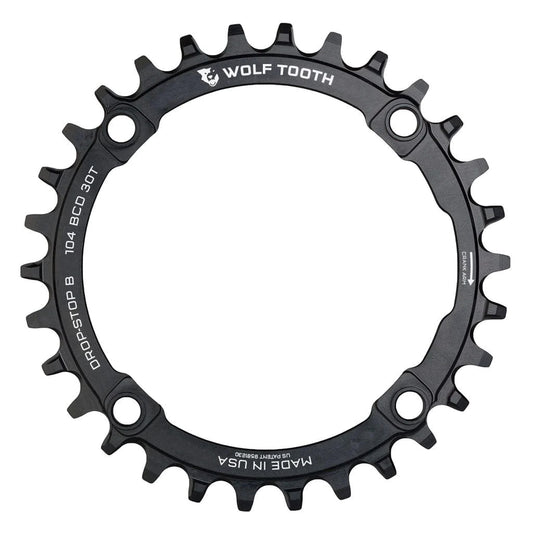 Chainrings Wolf Tooth Wolf Tooth 104 BCD Chainring - 30t 104 BCD 4-Bolt Drop-Stop B Black Dark Slate Gray