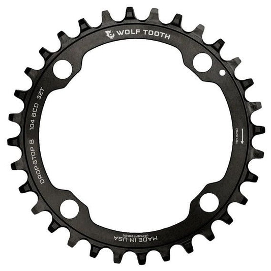 Chainrings Wolf Tooth Wolf Tooth 104 BCD Chainring - 32t 104 BCD 4-Bolt Drop-Stop B Black Dark Slate Gray