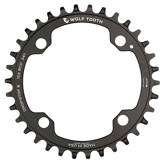 Chainrings Wolf Tooth Wolf Tooth 104 BCD Chainring - 34t 104 BCD 4-Bolt Drop-Stop B Black Dark Slate Gray