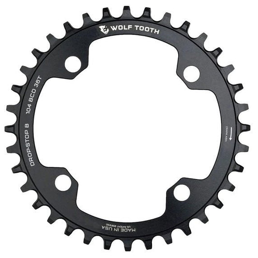 Chainrings Wolf Tooth Wolf Tooth 104 BCD Chainring - 38t 104 BCD 4-Bolt Drop-Stop B Black Dark Slate Gray