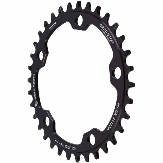 Chainrings Wolf Tooth Wolf Tooth 110 BCD Cyclocross Road Chainring - 34t 110 BCD 5-Bolt Drop-Stop 10/11/12-Speed Eagle Flattop Compatible BLK Dark Slate Gray