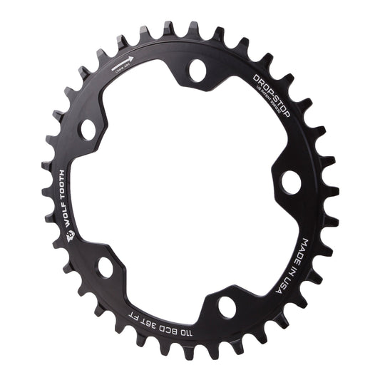 Chainrings Wolf Tooth Wolf Tooth 110 BCD Cyclocross Road Chainring - 36t 110 BCD 5-Bolt Drop-Stop 10/11/12-Speed Eagle Flattop Compatible BLK Dark Slate Gray