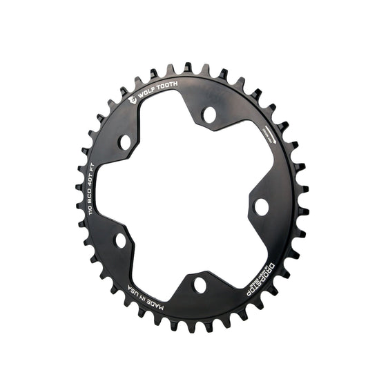 Chainrings Wolf Tooth Wolf Tooth 110 BCD Cyclocross Road Chainring - 40t 110 BCD 5-Bolt Drop-Stop 10/11/12-Speed Eagle Flattop Compatible BLK Dark Slate Gray