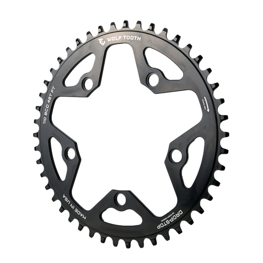 Chainrings Wolf Tooth Wolf Tooth 110 BCD Cyclocross Road Chainring - 46t 110 BCD 5-Bolt Drop-Stop 10/11/12-Speed Eagle Flattop Compatible BLK Dark Slate Gray