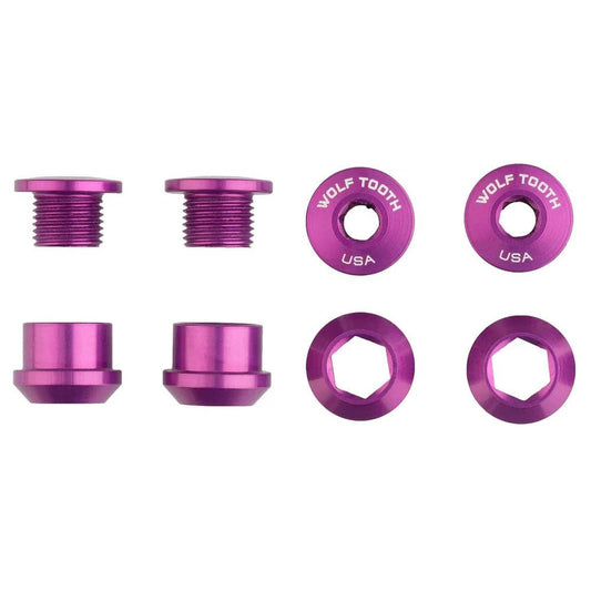 Nuts & Bolts Wolf Tooth Wolf Tooth Components Single Chainring Bolt/Nut Set 4pc Ultraviolet Purple Maroon