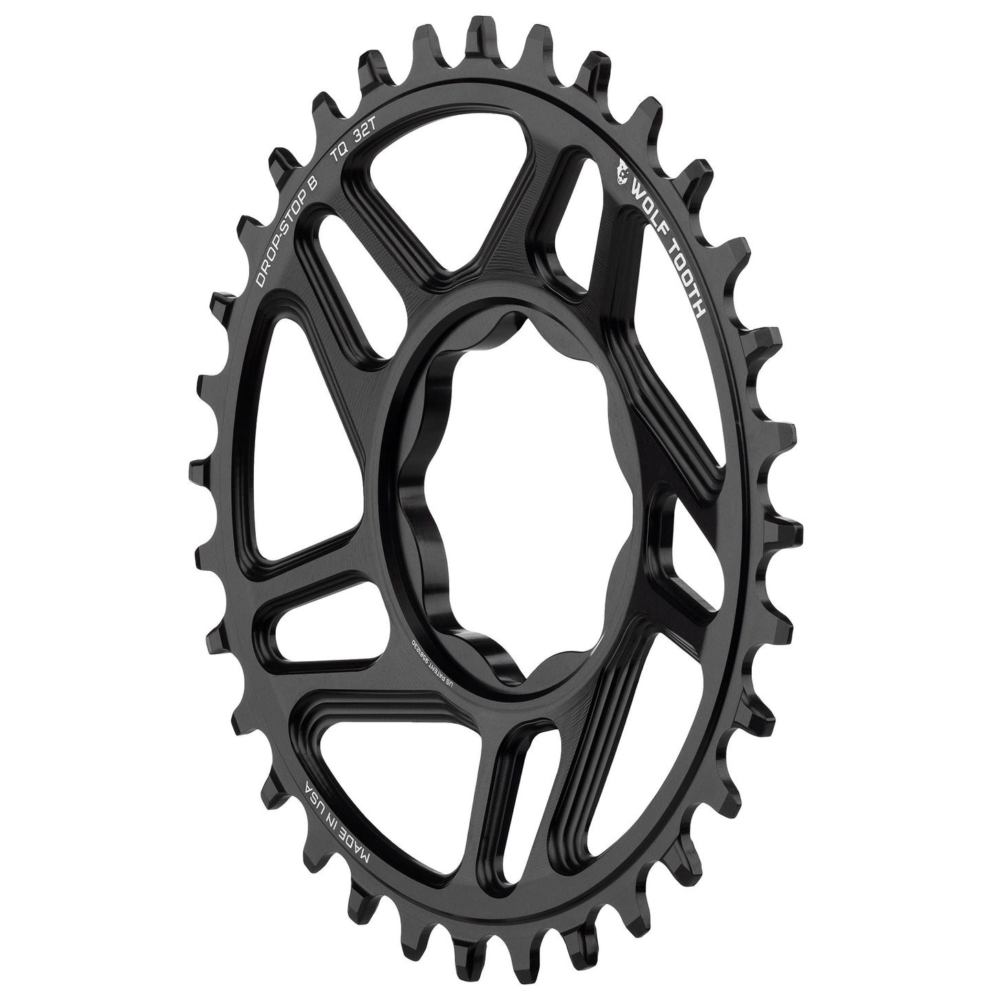 Chainrings Wolf Tooth Wolf Tooth Trek TQ Direct Mount Chainring - Drop-Stop B 32T Black Dark Slate Gray
