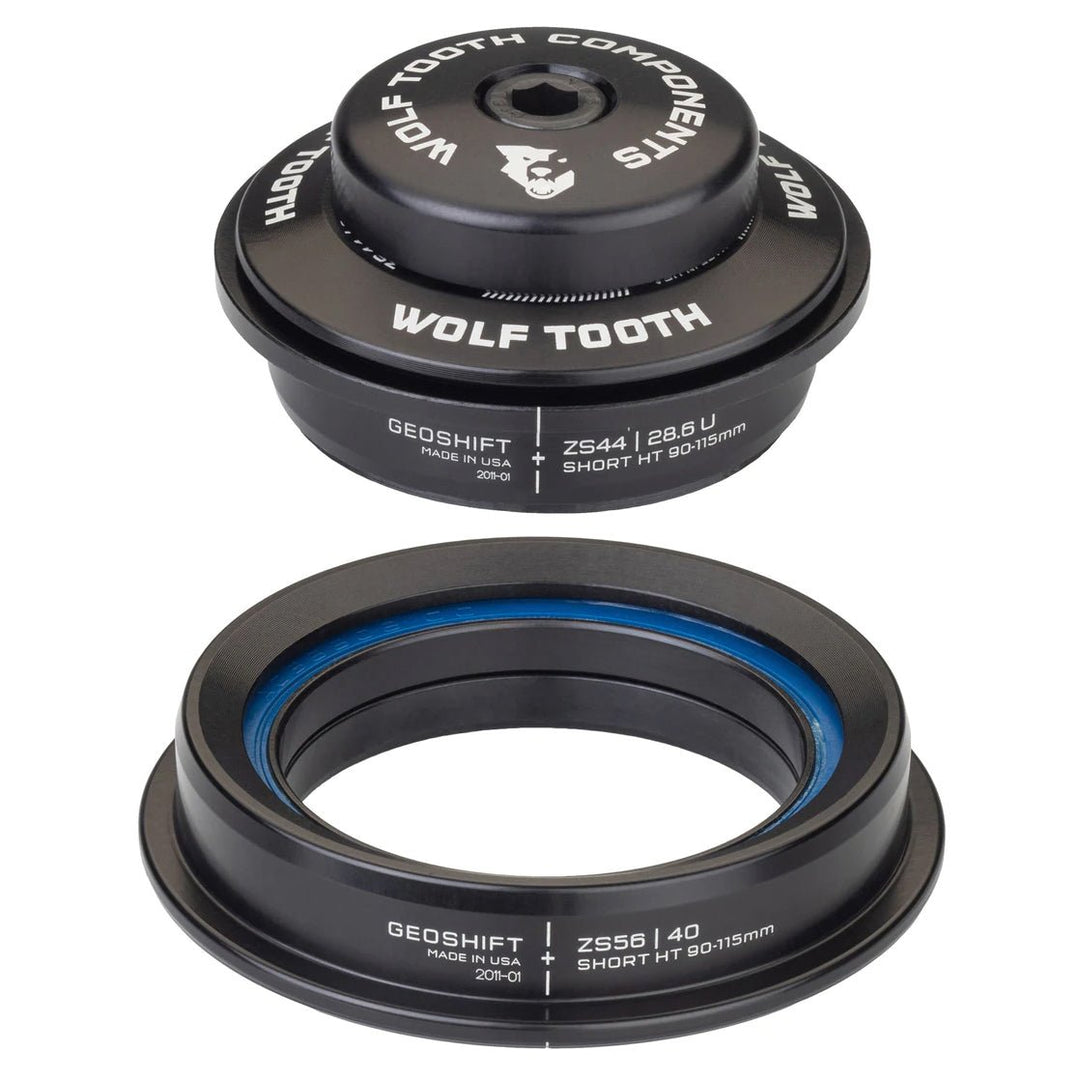 Headsets Wolf Tooth Wolf Tooth GeoShift Performance Angle Headset - 1 Deg Short ZS44/ZS56 Black Dark Slate Gray