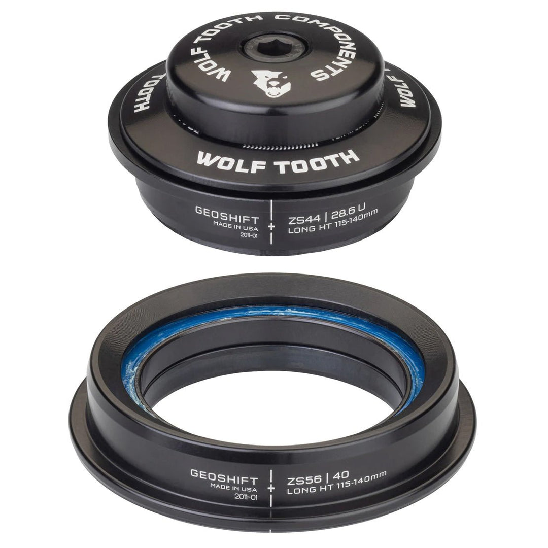 Headsets Wolf Tooth Wolf Tooth GeoShift Performance Angle Headset - 1 Deg Long ZS44/ZS56 Black Dark Slate Gray