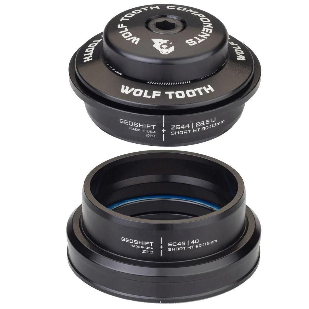 Headsets Wolf Tooth Wolf Tooth GeoShift Performance Angle Headset - 1 Deg Short ZS44/EC49 Black Dark Slate Gray
