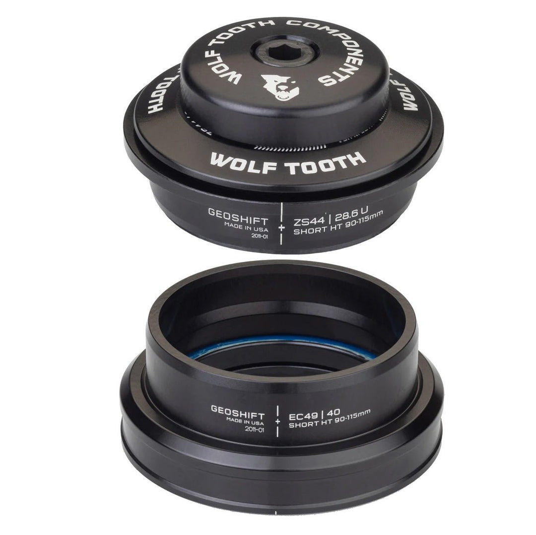 Headsets Wolf Tooth Wolf Tooth GeoShift Performance Angle Headset - 1 Deg Long ZS44/EC49 Black Dark Slate Gray