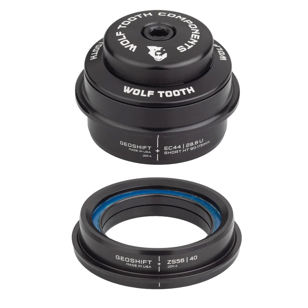 Headsets Wolf Tooth Wolf Tooth GeoShift Performance Angle Headset - 2 Deg Short EC44/ZS56 Black Dark Slate Gray