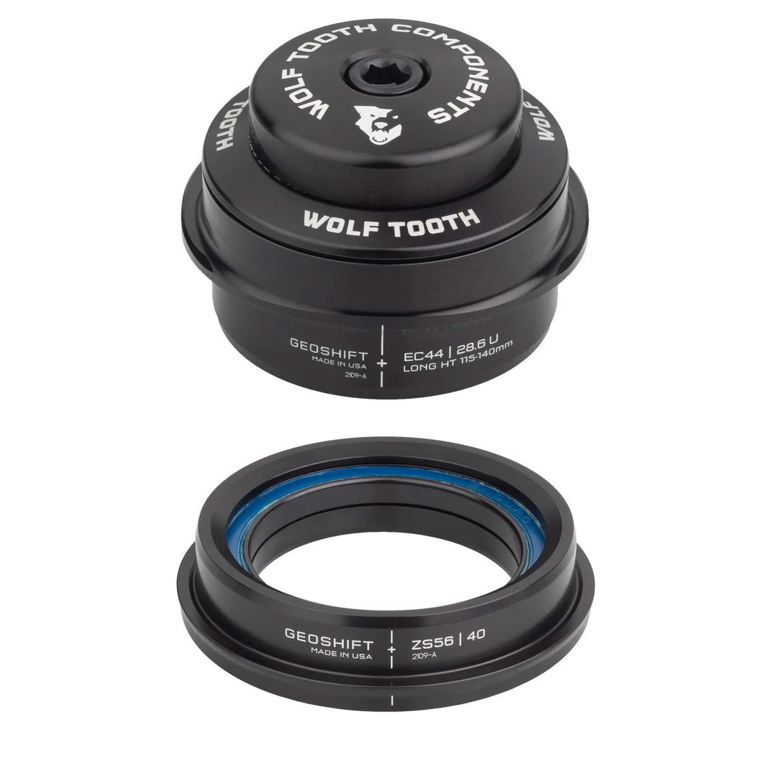 Headsets Wolf Tooth Wolf Tooth GeoShift Performance Angle Headset - 2 Deg Long EC44/ZS56 Black Dark Slate Gray