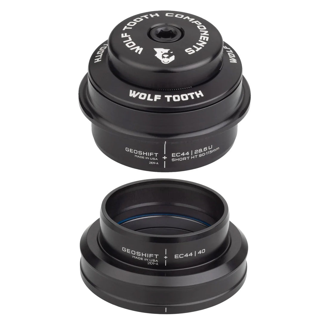 Headsets Wolf Tooth Wolf Tooth GeoShift Performance Angle Headset - 2 Deg Short EC44/EC44 Black Dark Slate Gray